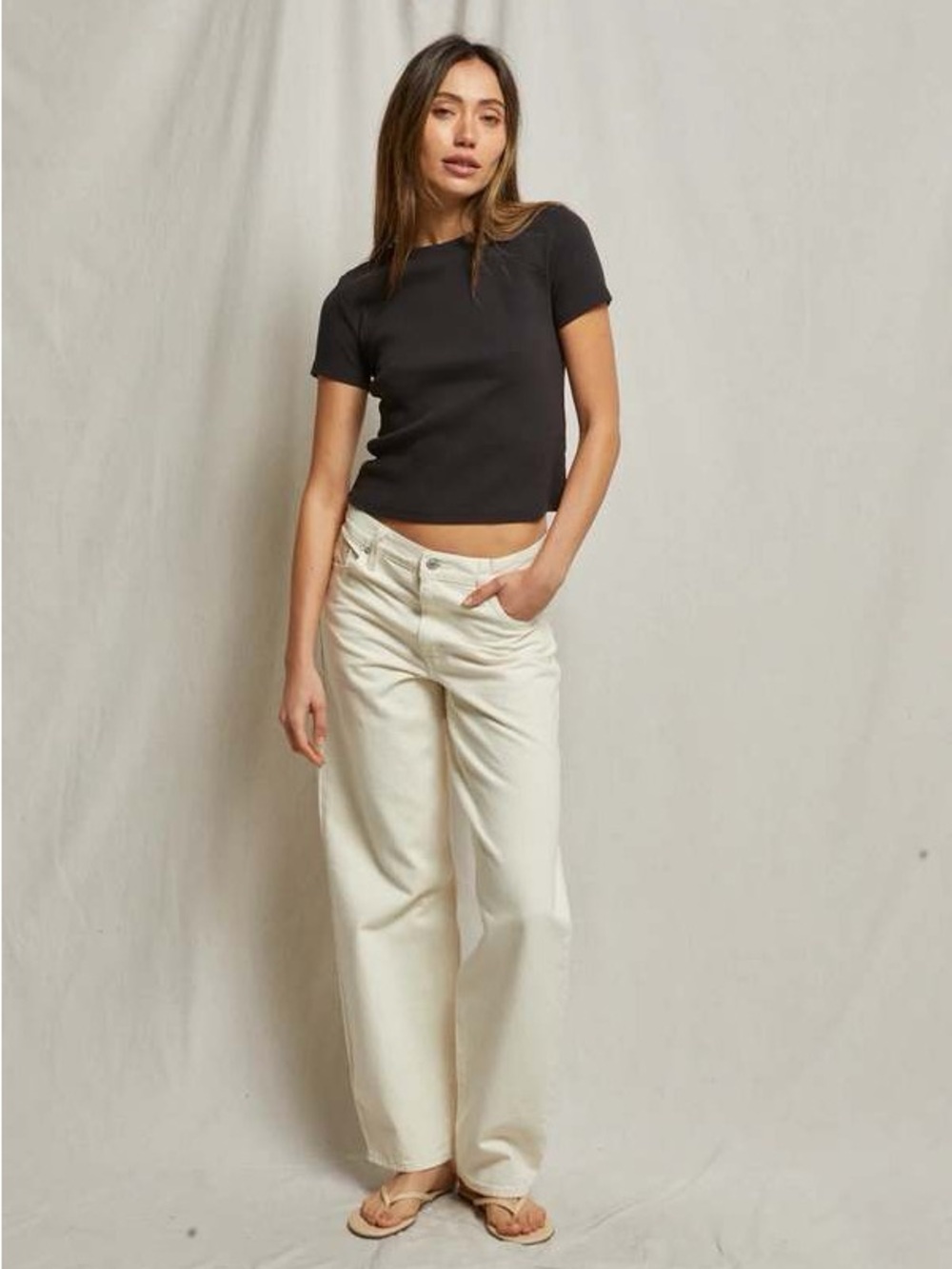 Perfect White Tee Katz Black Ribbed Cotton T Shirt L